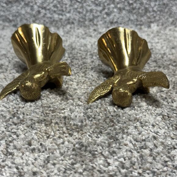 Vintage MCM Set of 2 Brass Angel Candle Holders India Christmas Decoration 3" - Picture 7 of 9